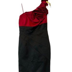 Womens Dress Size 4 Adrianna Papell One Shoulder Dressy Evening Out Rose Ruffle